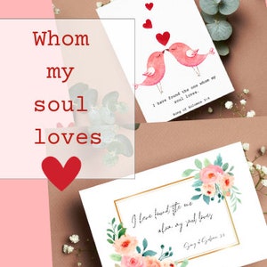 Tarjetas cristianas del día de San Valentín; tarjeta de aniversario para marido; Escritura religiosa versículo de la Biblia He encontrado al que ama mi alma.