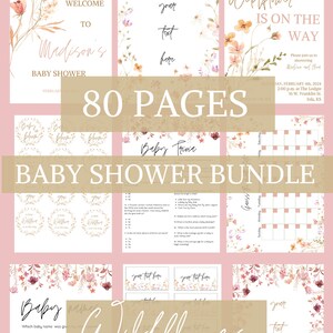 Baby Shower Sunset Wildflower Bundle for Baby GIrl Games Activities Signs Labels Invitations