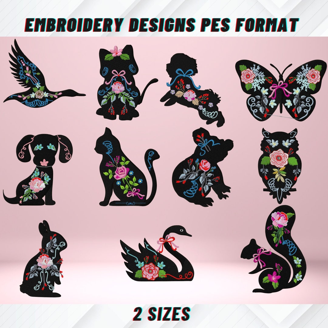 Bundle Floral Animals Embroidery Designs Adorable Animal Embroidery ...