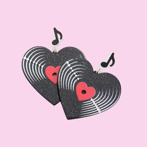Vinyl Record Earrings  - Groovy Earrings - LP Earrings -  Music Earrings - Rock an Roll  Earrings - Quirky Jewelry