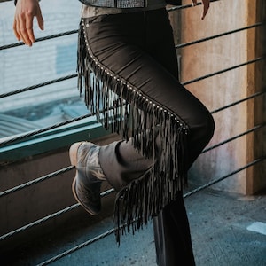 Fringe Bell Bottoms   - Fringe Flare Pants -  Studded Bell Bottom Pants with Fringe - Western Bell Bottoms - Cowgirl Pants - Western Pants