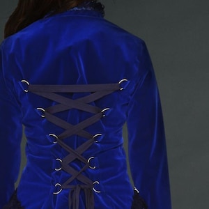 Royal Blue Velvet Tail Jacket with Back Lacing - Velvet Steampunk Jacket - Velvet Tailcoat Jacket - Gothic Jacket -  Victorian Cosplay Coat