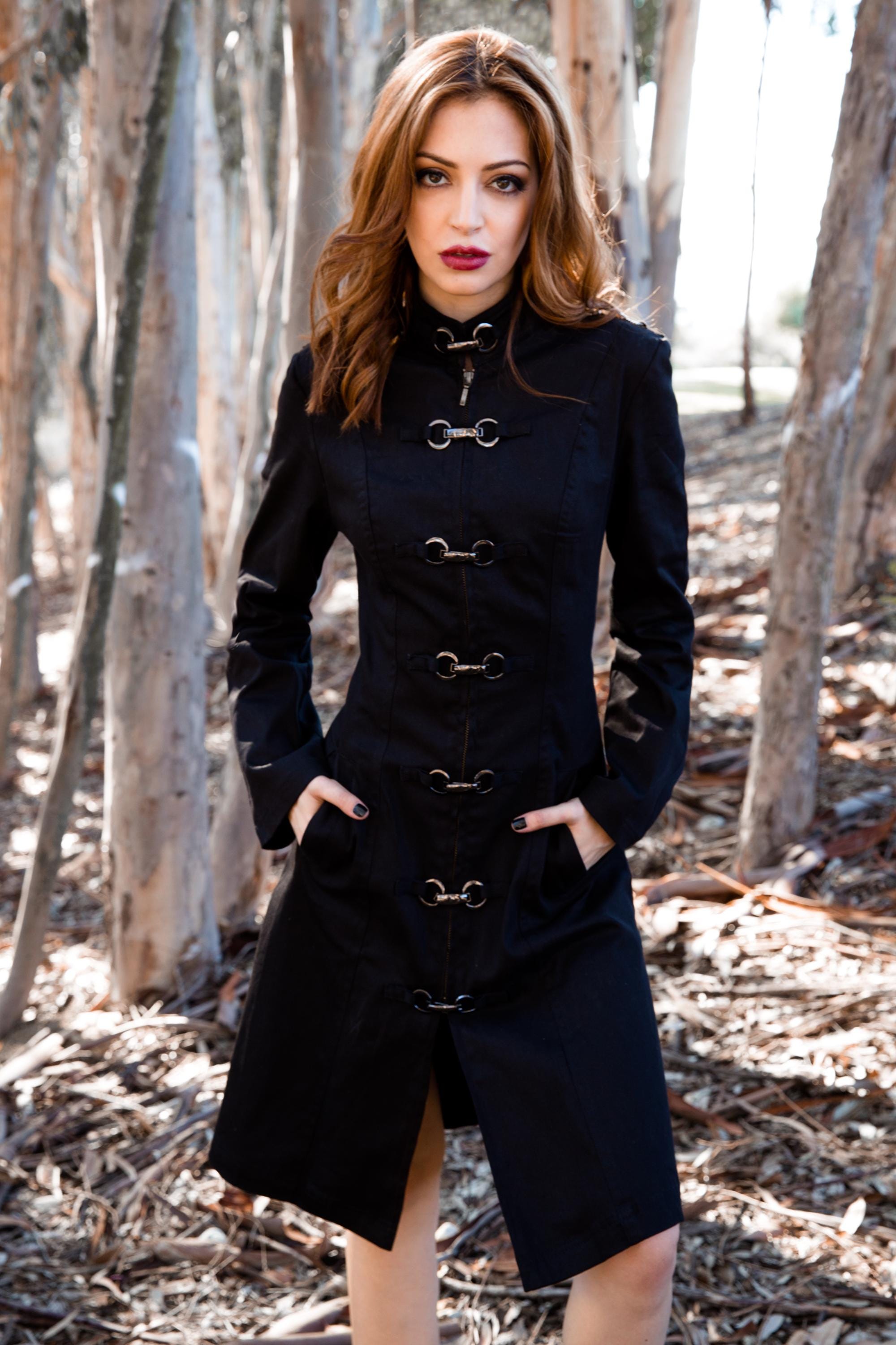 Black Goth Coat With Buckles and Back Lacing - Steampunk Coat