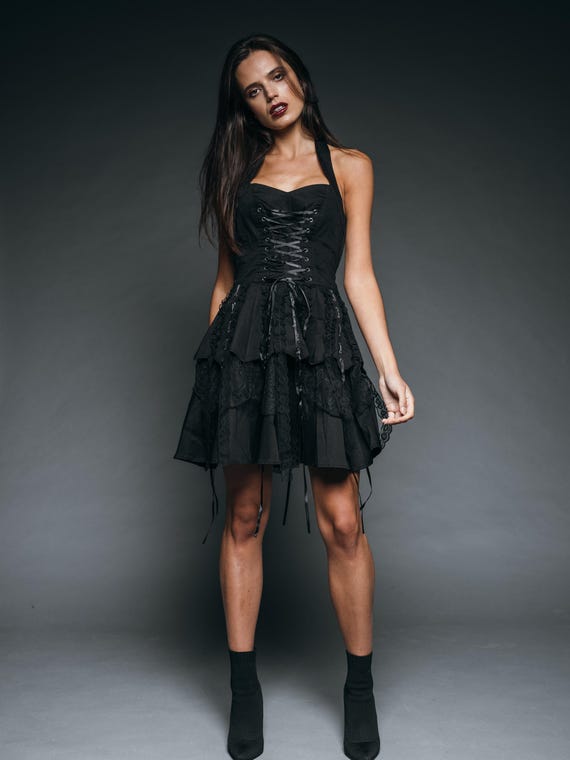 white christmas dresses Retro and Elegant Dark Gothic Off Shoulder Victoria Long Lace Dress, Black / F.XS main image 1