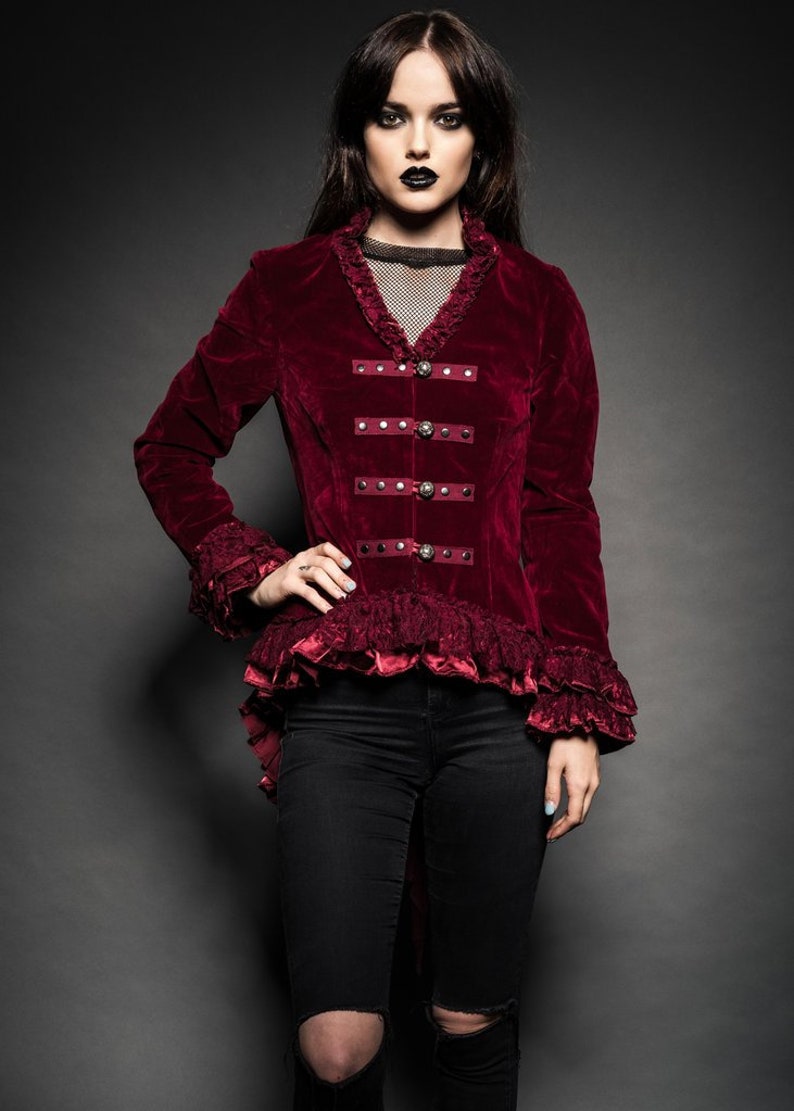 Victorian Velvet Jacket In Black Or Red | BOUDOIR NOIR