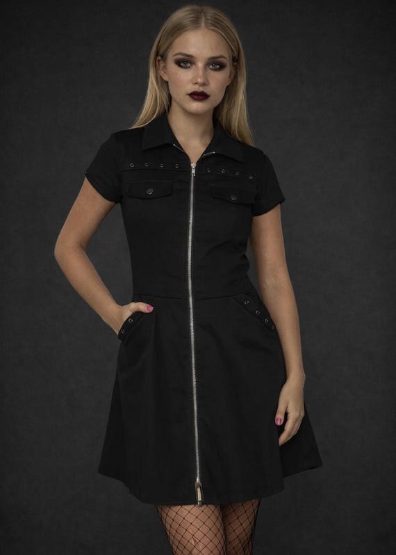 goth black mini dress Black Gothic Punk Mini Dress