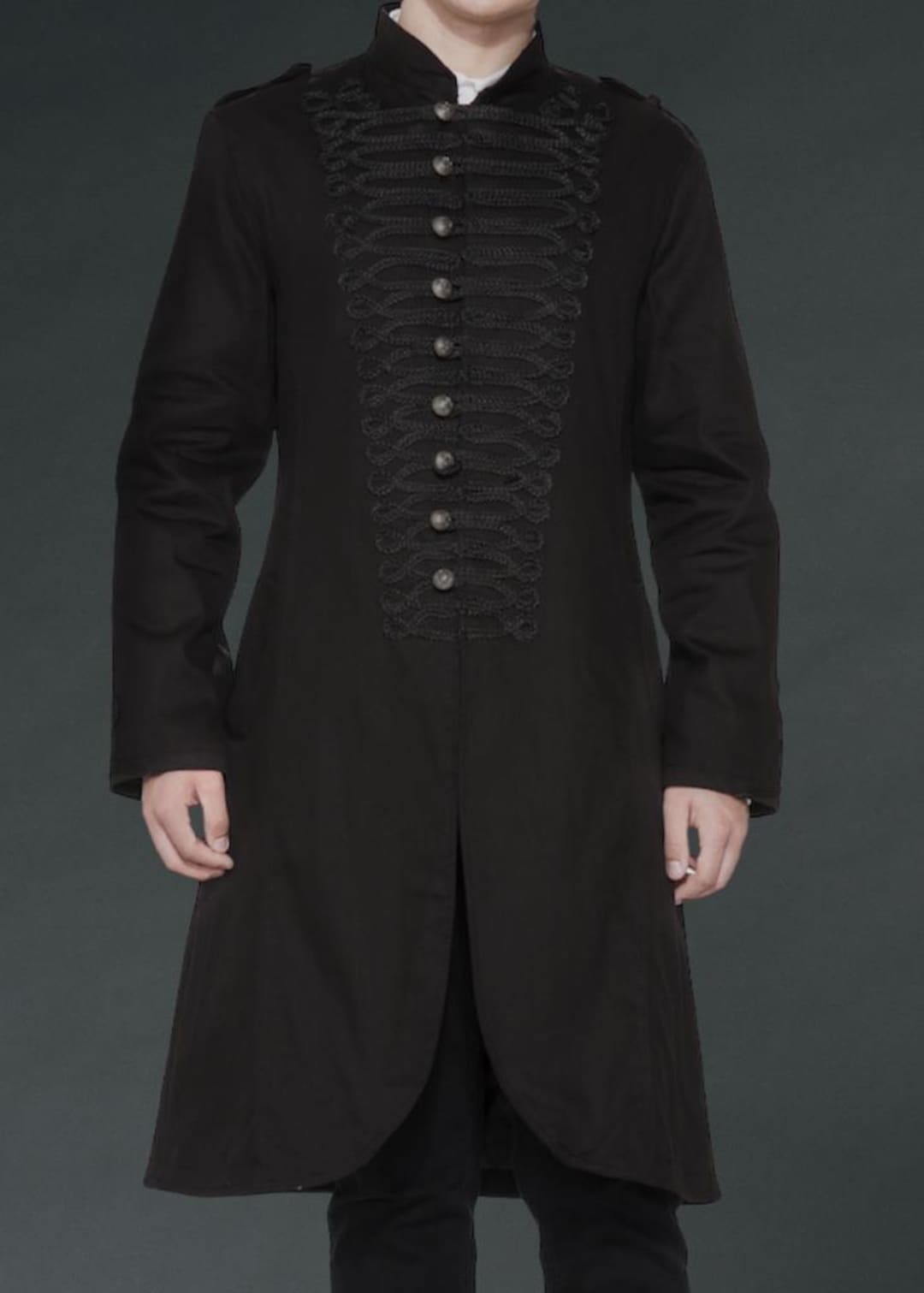Black Gothic Men's Military Coat – Victorian Steampunk Jacket With ...