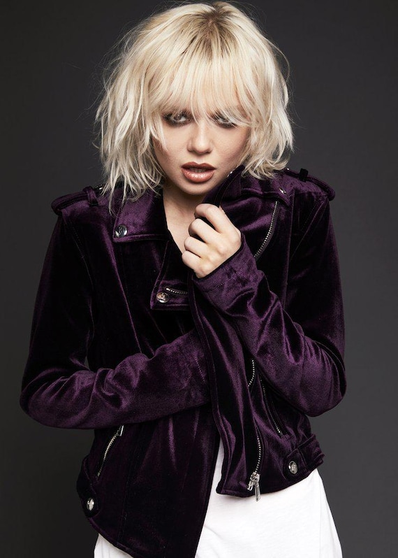 Purple Velvet Moto Jacket | Gothic Biker Jacket | Women’s Alternative Fashion | Punk Rock Goth Outerwear | Dark Aesthetic Jacket