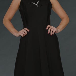 Black Halloween Dress with Bat and Spider Embroidery – Gothic Spooky Fall Dress - Gothic Dress - Bat Dress - Spider Dress - Halloween Dress