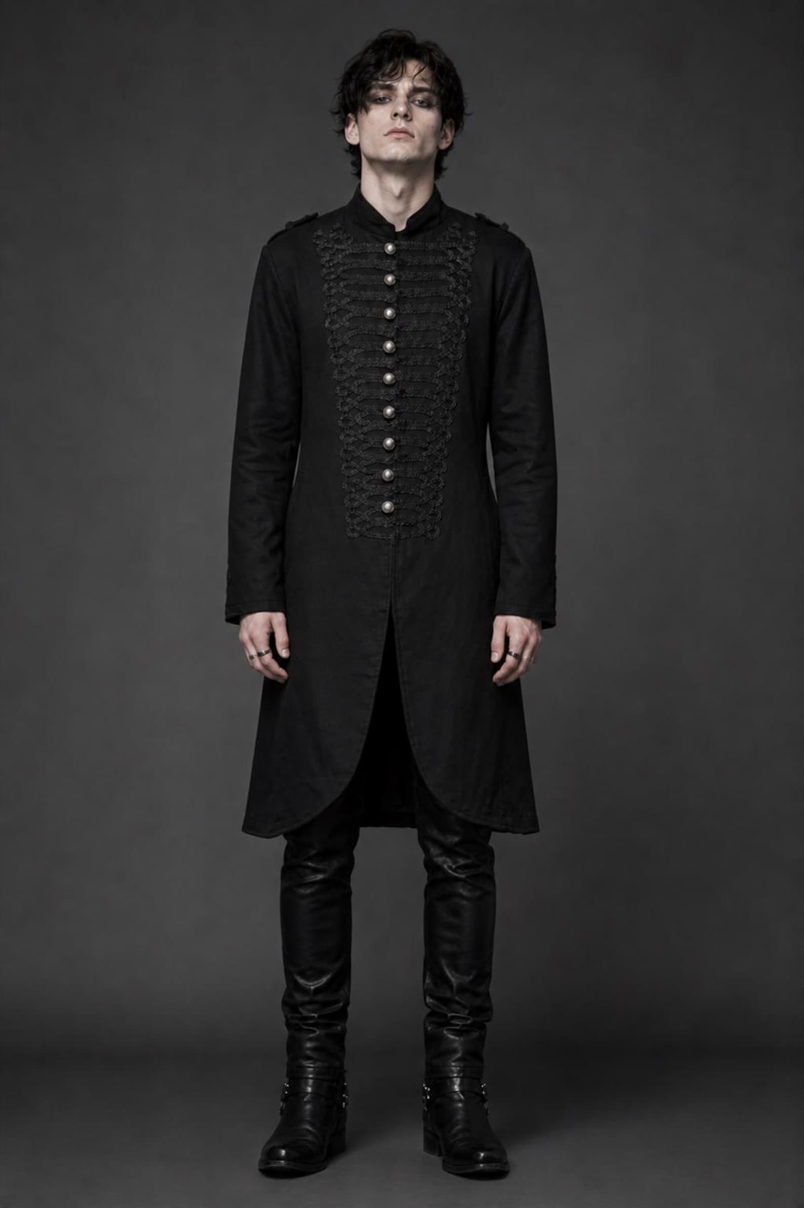 Black Gothic Men's Military Coat – Victorian Steampunk Jacket With ...