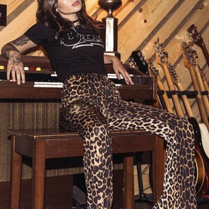 Red Leopard Animal Print Flare Pants Bell Bottoms