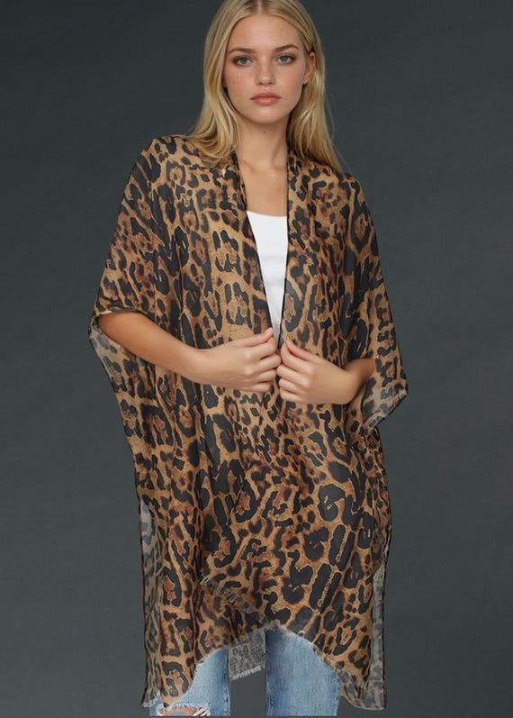 Leopard Print Kimono Animal Print Cardigan Boho Kimono Cover