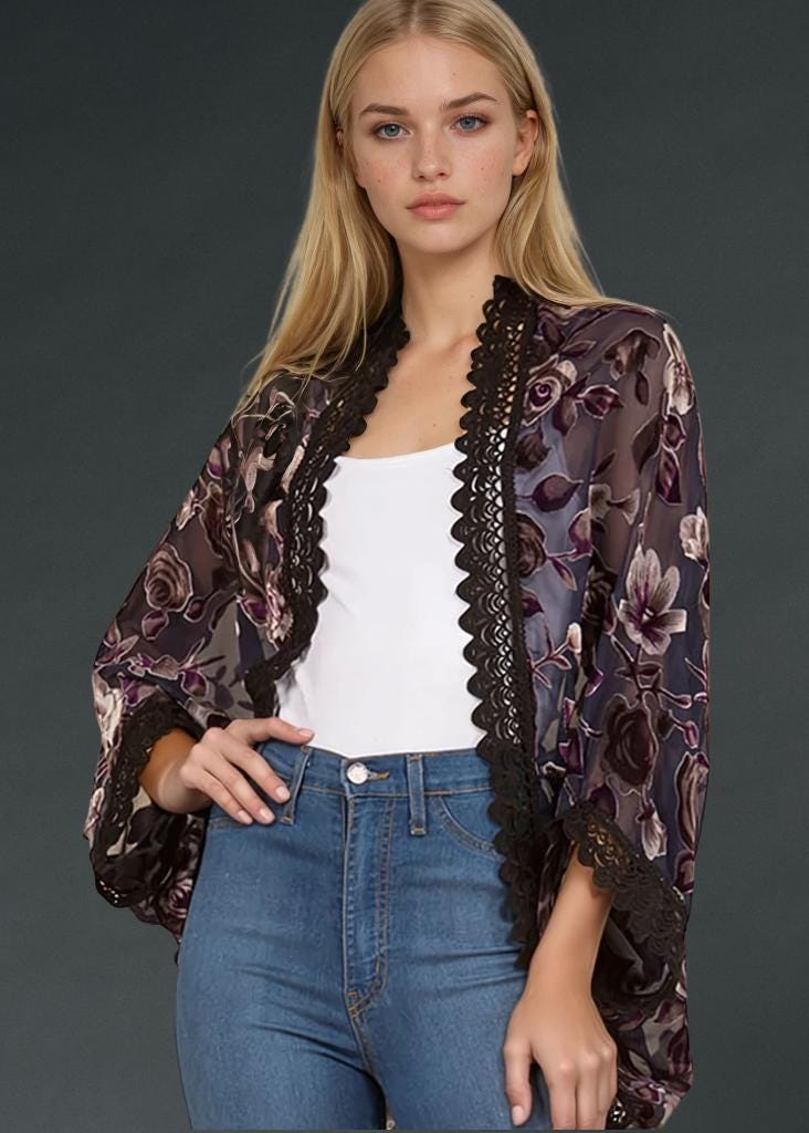 Manteau Noir En Velours Floral Desigual Taille L - Tissu Épais Femme Neuf Sans Étiquettes