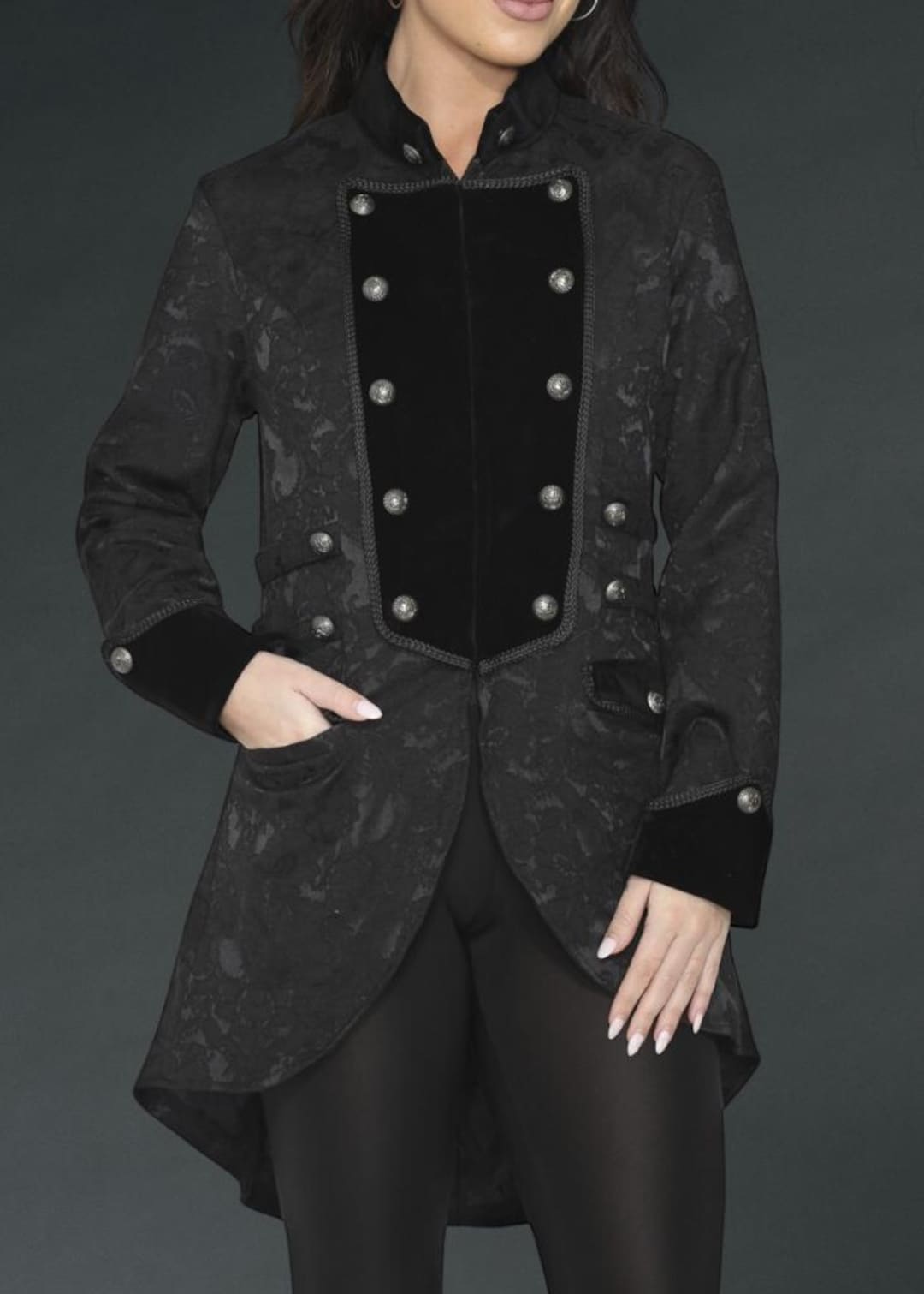 Tailcoat Jacket Rocker Black Steampunk Tail Jacket - Victorian Tailcoat Jacket - Brocade ...