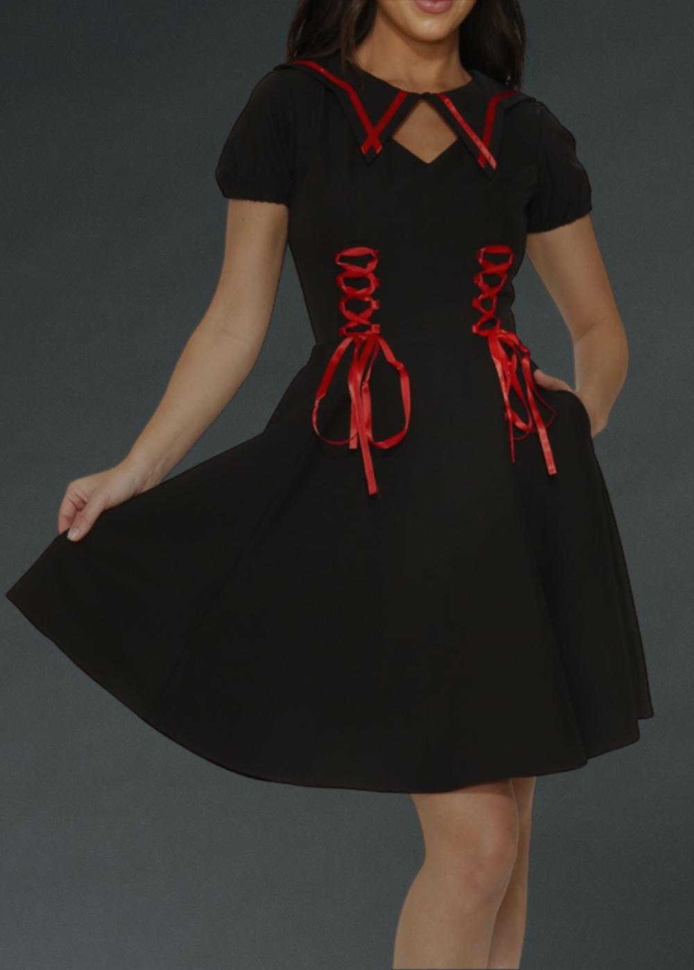 chinese dress ladies Plaid Lace Up Gothic Mini Dress  GTHIC