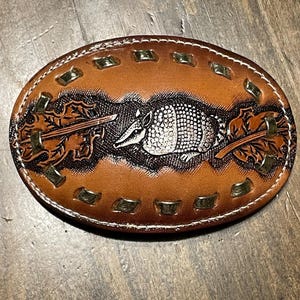 Vintage leather armadillo belt buckle