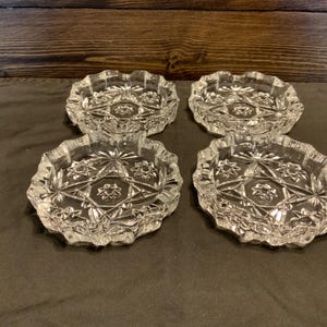 Anchor Hocking Prescut Glass Ashtray, “Star of David” pattern, sold individually, 4.25 inches across