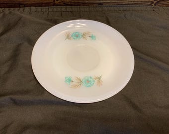 Bonnie Blue Anchor Hocking Fire King Milk Glass Saucers and Tea cups, sold individually