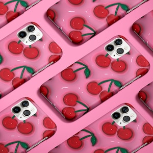 Cherry Phone Case Fruit Phone Case Cherry Print Phone Cover Cherry Red Phone Case Cute Cover Pink Phone Case TOUGH Case for iPhone Samsung