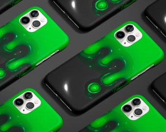 Halloween-telefonskal, Halloweenpresent, Halloween-skal, läskigt slem-telefonskal, neongrönt skal, robust skal för iPhone och Samsung