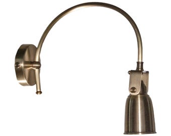 Brass Swing Arm Wall Sconce, Plug In Reading Light, Art Deco Style