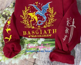 Fourth Wing Embroidered Sweatshirt: Basgiath War College, Dragon Rider