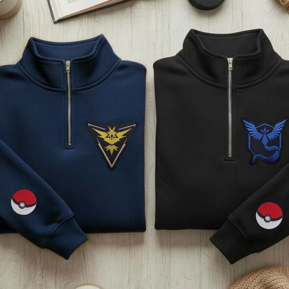 Team Mystic Logo Quarter Zip Sweatshirt | Pokemon Go Sweatshirt