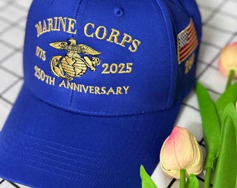 Marine Corps 250th Anniversary Embroidered Baseball Cap: Veteran Dad Hat