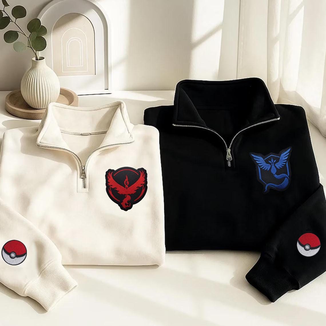 Team Mystic Logo Quarter Zip Sweatshirt | Pokemon Go Sweatshirt