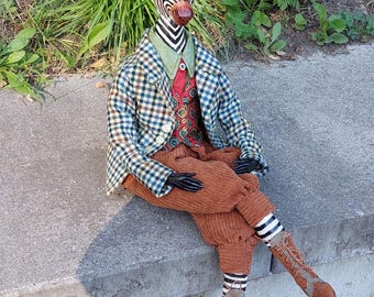 Zebra Art Doll – Polimer clay Doll 43 cm (17 inch), Safari Animal Decor, Black and White Soft Sculpture, Collectible Toy Gift boudoir doll