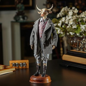 Gift clay doll, Cow doll, polymer clay animal, art doll animal, craquelure, clay sculpture, gift ceramic, artisan handmade doll, elite gift