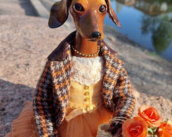 Art doll dachshund dog, Art doll animals, Dachshund doll, Authors doll, Interior doll, Collectible doll on the shelf, Handmade doll dog