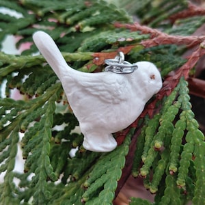 Bird Amulet, White Bird Pendant, Handmade Porcelain Pendant, White Bird Amulet. Craquelure Pendant, Youth Neck Decoration, Youth Bag Pendant