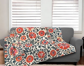 Boho Antike Blumen Stickerei Baumwolle Decke, handgemachte Blumen gewebte Decke, Frühling / Herbst Decke, Sofa & Bett Dekor Decke