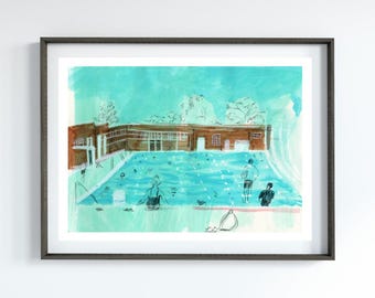 Brockwell Lido Druck: London Illustration Skizzenbuch
