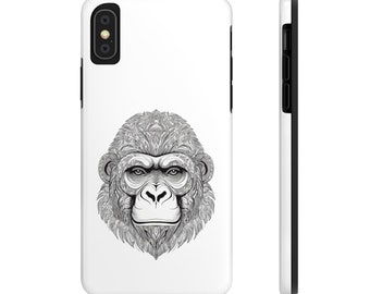 Coque iPhone Gorilla noir et blanc avec contour sympa, coque dure, iPhone, coquelicot, super cadeau