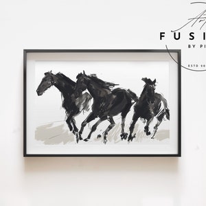 Elegant Black Horse Sketch - Hand-Painted Equine Artwork - Perfect Wall Decor for Horse Lovers - Unique Housewarming Gift | A-002