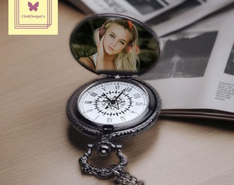 Memorial Photo Pocket Watch, Personalized Custom Photo Pocket Watch, Memory Gifts for Him, Mother Father Day's Gift, Unique Gift for Wedding