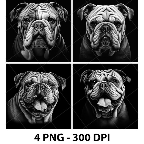 3D Bulldog Laser Engrave File PNG 2D xtool Slate Coaster Etch Wood burn Black White Glowforge LightBurn CO2 Diode Cnc Digital Pattern Cut