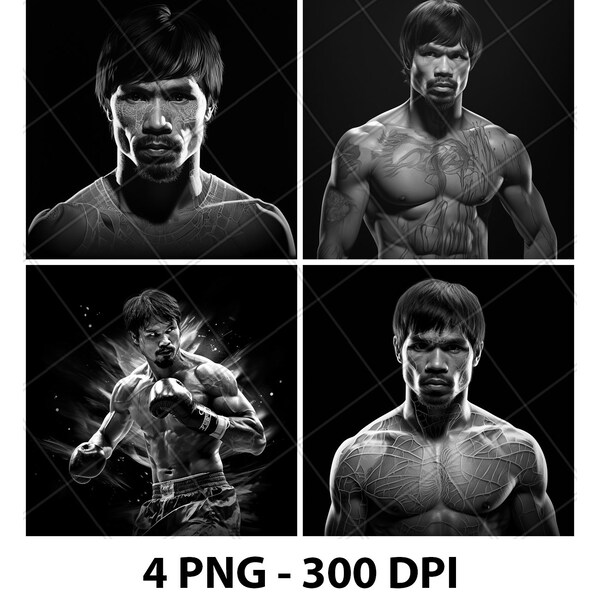 3D Manny Pacquiao Laser Engrave File PNG 2D xtool Slate Coaster Etch Wood burn Black White Glowforge LightBurn CO2 Diode Cnc S1 Route Cut