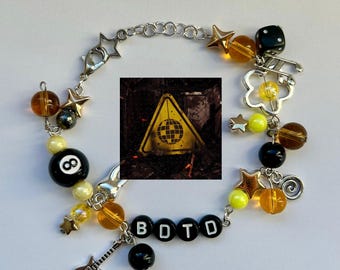 James Marriott Burn Down the Disco Beaded Charm Bracelet and Pins Warning Signs