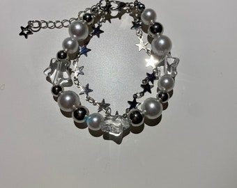 Y2K Star Beaded Charm Bracelet Alt Jewellery Fairycore Punk Stargirl