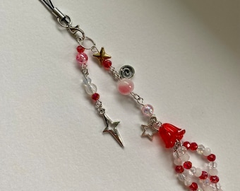 Red Jellyfish Beaded Charm Keychain Phonecharm