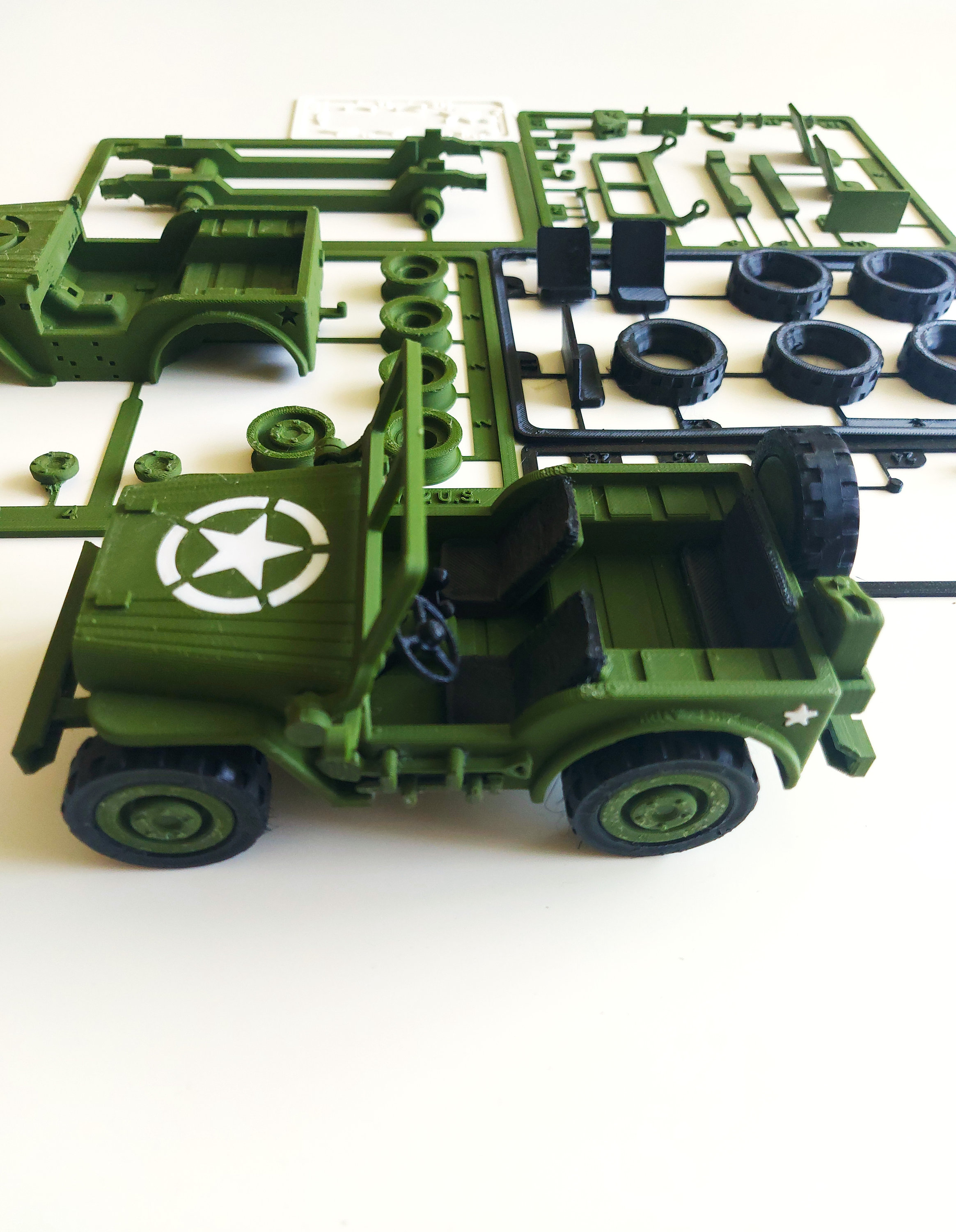 Tarjeta de kit impresa en 3D, Jeep Willis estadounidense, modelos de la Segunda Guerra Mundial, modelos impresos en 3D, kit de modelo militar, constructor