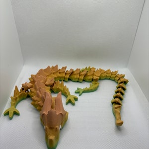 3D printed flexy dragon, flexyble dragon, 3d printed reptile,  handcrafted crystal dragon, printed toys, dragons
