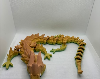 3D printed flexy dragon, flexyble dragon, 3d printed reptile,  handcrafted crystal dragon, printed toys, dragons