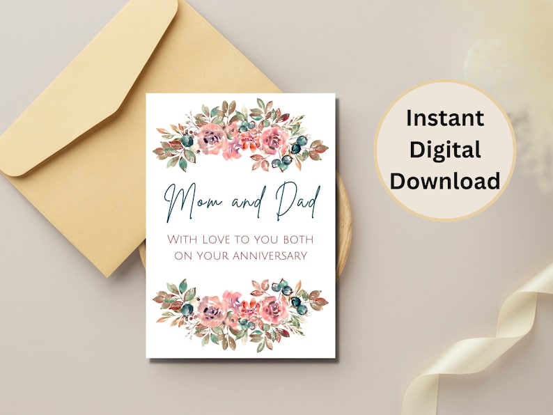 Happy Anniversary Mom and Dad, Printable Parent Anniversary Card ...