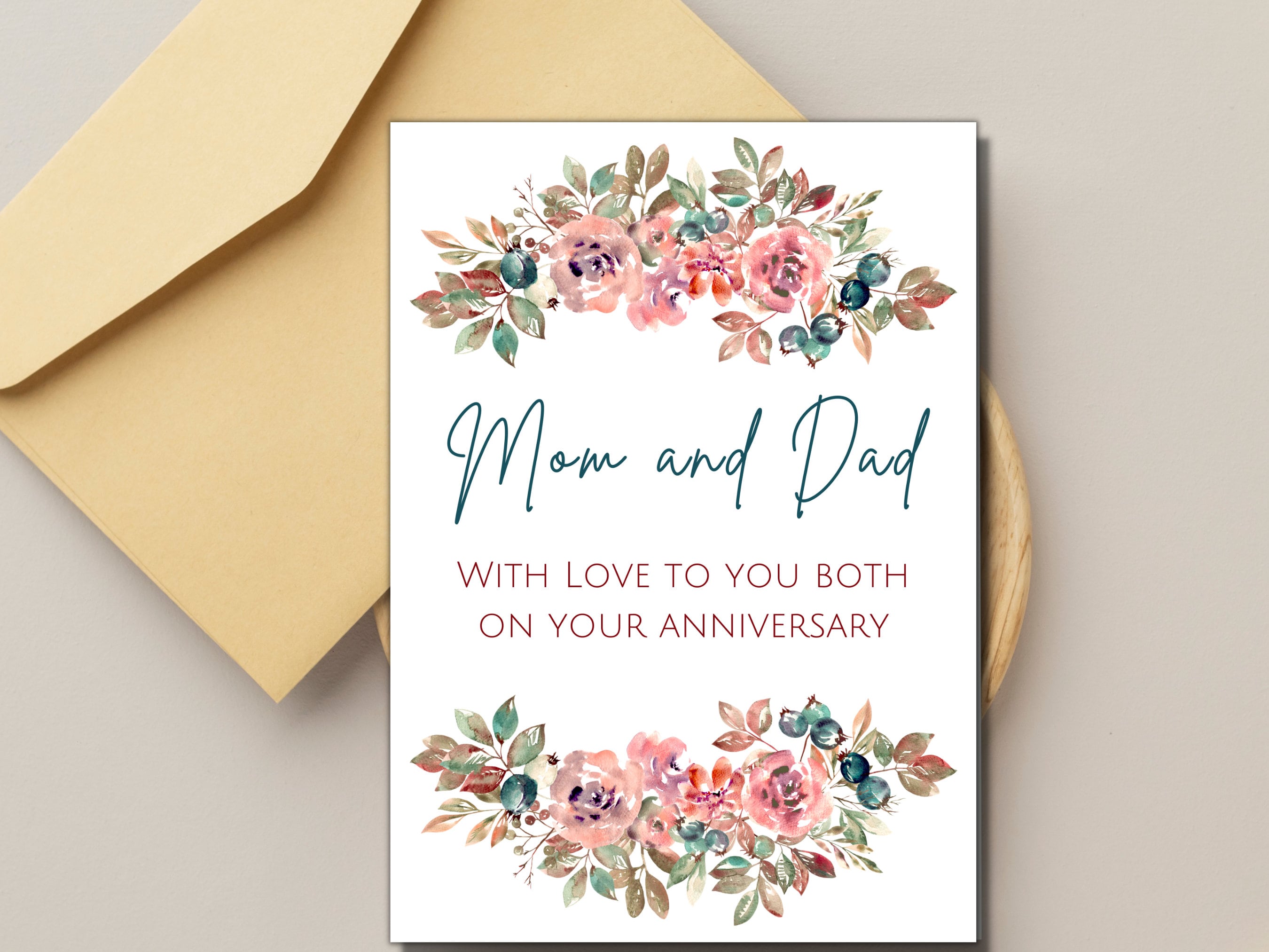 Happy Anniversary Mom and Dad, Printable Parent Anniversary Card ...