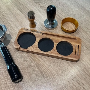 Stazione di pressatura con inserti antiscivolo, stazione di caffè espresso in legno, stazione barista, pressatore per gli amanti del caffè, regalo per baristi