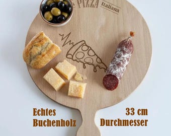 Pizzabrett aus Buchenholz 33x45 cm – Personalisiert & Graviert, Servierbrett, Schneidebrett, Holz Geschenk, Weihnachten,
